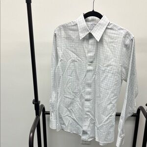 Brooks Brothers White & Light Gray Check Dress Shirt
